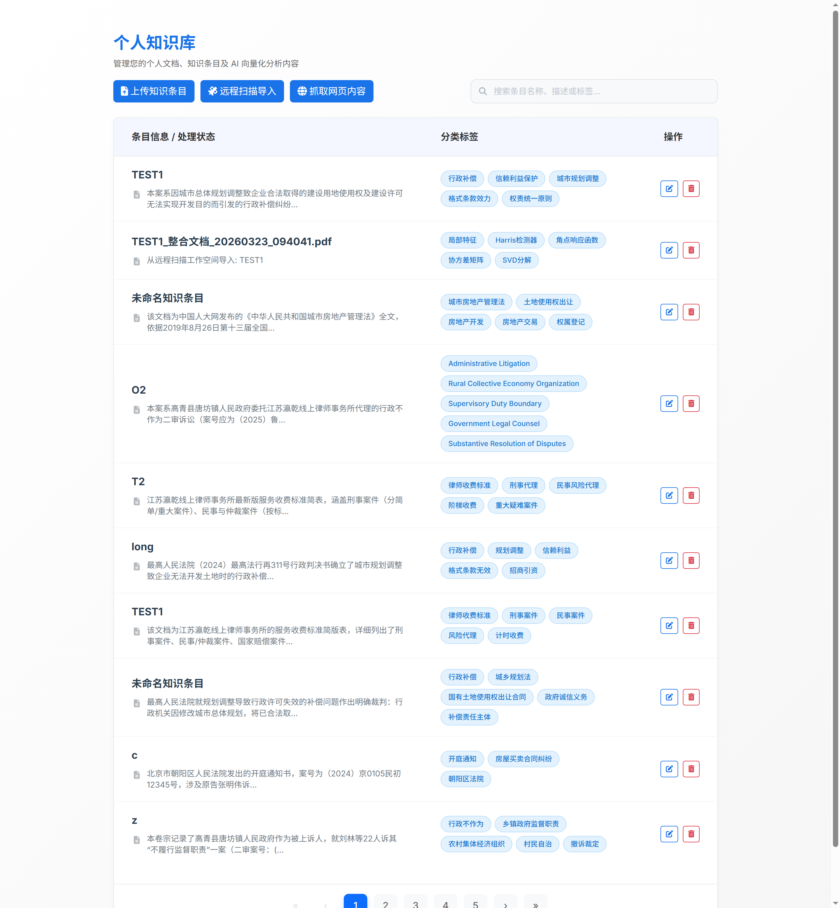 个人知识库总览页